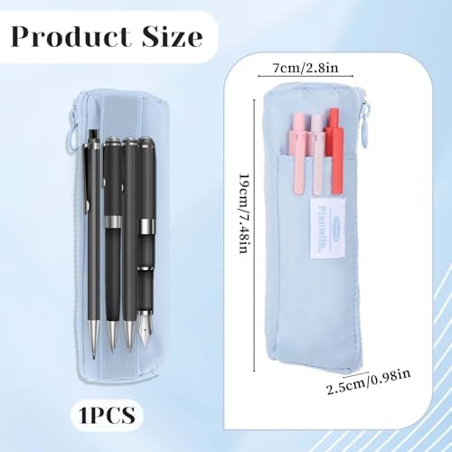 Elastic Pen Holder for Notebook, Zipper Notebook Pencil Pouch Small Pencil Holder Pouch with Adjustable Elastic Band Slim Pencils Bag Journal Pen Holders for Office Home Stationary Supplies(Blue)