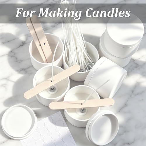 Candle Tins Jars Container Vessels for Making Candles, 8 Oz White Empty Candle Tins Can Gift Box Packaging Plate with Lids Wax Container Bulk Making DIY Candle Supplies Accessories (White, 8oz-12pcs)