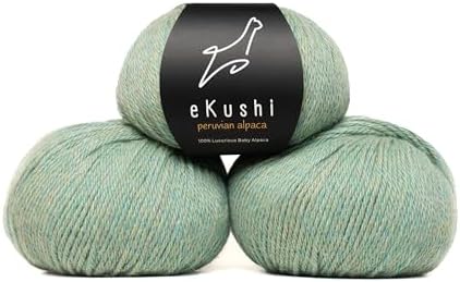 100% Baby Alpaca Yarn for Knitting & Crocheting - Set of 3 Skeins of Premium Yarn DK - Lightweight, Hypoallergenic & Thermal Peru Made - Ideal for Delicate Projects (GR612 - Andean Sage)