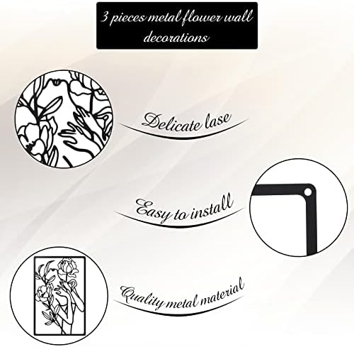 CHENGU 3 Pieces Metal Minimalist Abstract Woman Wall Art Line Drawing Wall Art Decor Single Line Female Home Hanging for Kitchen Bathroom Living Room