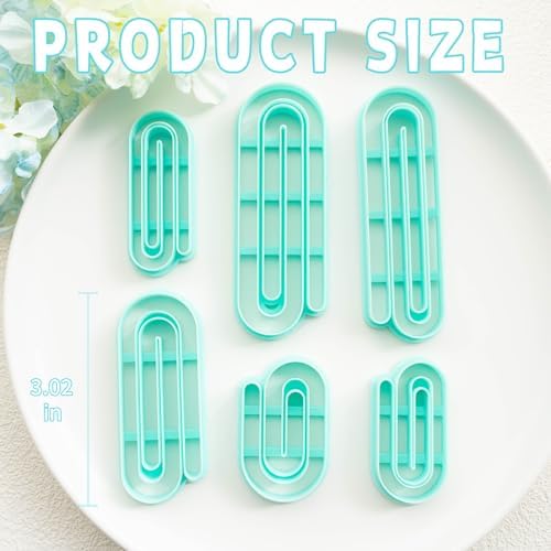 TAINSKY Paperclip Polymer Clay Cutters, Giant Paperclip Bookmark Creator for Polymer Clay Jewelry, 6 Pcs Reading Clay Cutters for Making Earrings Jewerly, Polymer Clay Earrings Tools