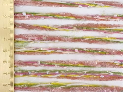 Artisanal Yarn Collection Multifiber Multicolored Fancy Yarn with Subtle Shimmering Threads for Knitting Crocheting Crafts DIY, Set of 3 Rolls (Spring Pink)
