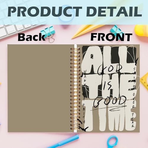 Christian Spiral Notebooks, God Is Good All the Time Bible Journaling Notebook, Religious Journals for Writing, Bible Notebook for Note Taking, Christian Gifts for Women Men, 5.5x8.3 Inch