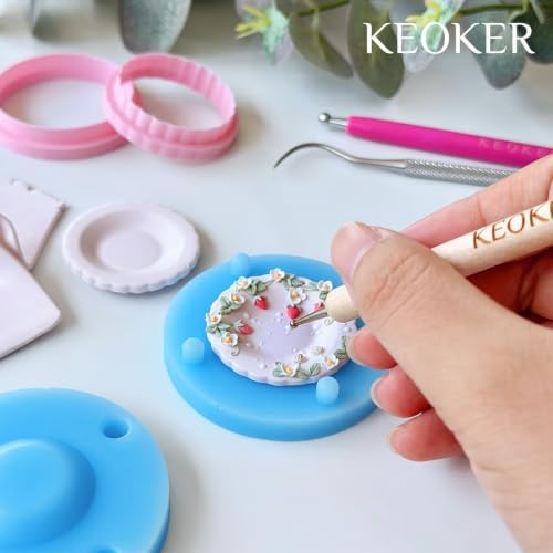 Keoker Scalloped Edge Plate Polymer Clay Cutters and Clay Earring Molds, 3D Plate Clay Molds, 6 Petal Edge Plate Shape Polymer Clay Earring Cutters