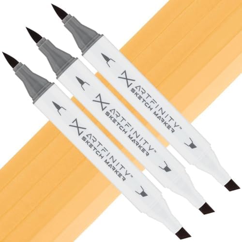 Artfinity Sketch Markers - Set of 3 - Chamois E3-4, Vibrant, Professional, Dye-Based Alcohol Markers for Artists, Drawing, Travel, & More