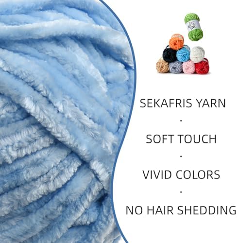 Chenille Crochet Azure Yarn 2 Pack