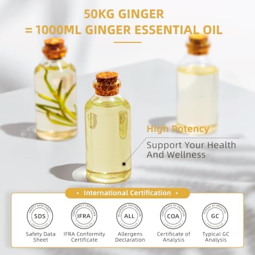 HIQILI Ginger Oil for Hair, Massage & Skin