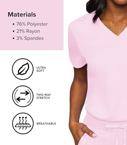 Med Couture Touch Women's Scrub Tops V-Neck Tuck-in Top with 1 Pocket