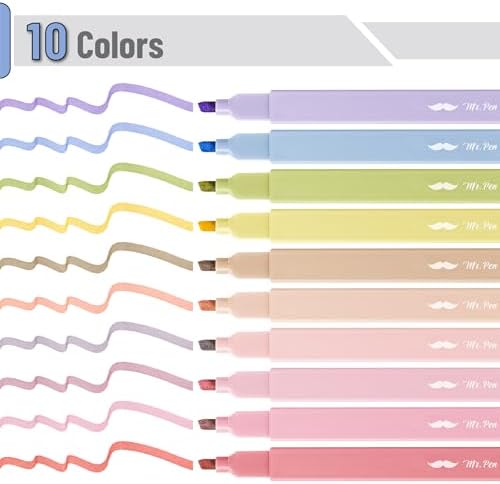 Mr. Pen- Aesthetic Highlighters No Bleed, 10 Pack, Assorted Colors | Chisel Tip, Cute Highlighters Assorted Colors for Journaling, Highlighting, Underlining, Fast Dry, Back to School Supplies