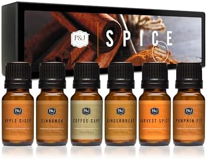 P&J Trading Fragrance Oils for Diffusers for Home Spice Set Fragrance Scents for Candle Making - Soap Making Supplies - Car Diffuser Scents - Essential Home Gift Set - Apple Cider, Cinnamon & More