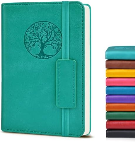 Biuwory A6 Leather Pocket Notebook, 140 Lined Pages Hardcover Small Journal | 3.7"×5.7" Vintage Leather Journal for Women Men Writing, College Ruled Mini Notepad for Notetaking, Travel, Work, School
