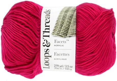 Loops & Threads Facets Yarn - Yarn for Knitting, Crochet, Weaving, and Arts & Crafts - Pink, Acrylic, 3.5 oz