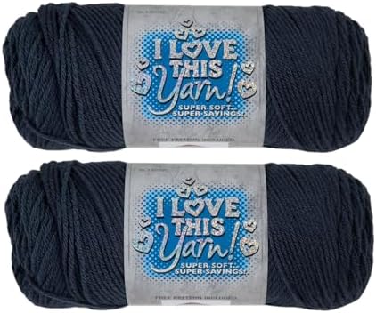 Hobby Lobby I Love This Yarn, 100% Acrylic, 98 Dark Denim, Set of 2