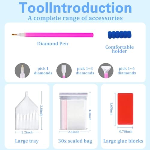 Reivworl Pig Diamond Art Kits for Adults Beginner 12×16 inch