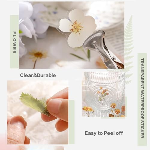 Maxleaf 270PCS Dried Pressed Flower Stickers Set for Scrapbook Supplies