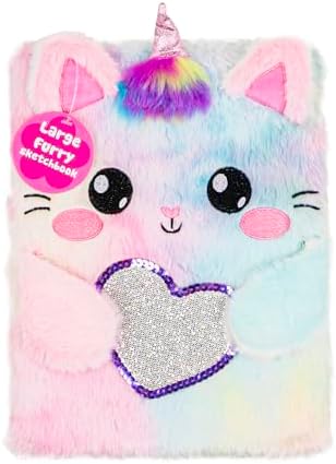 VOTUM Fuzzy Sketch Book: Personalized Artist Sketchbook: Sketching, Drawing and Creative Doodling. Notebook and Sketchbook to Draw and Journal (Cat Unicorn)