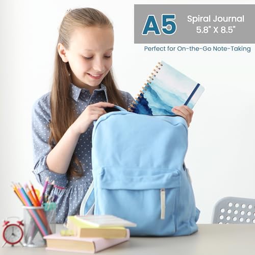 Lined Spiral Journal Notebook, A5 College Ruled Notebook for Note-Taking