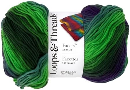 Loops & Threads Facets Yarn - Yarn for Knitting, Crochet, Weaving, and Arts & Crafts - Juniper, Acrylic, 3.5 oz