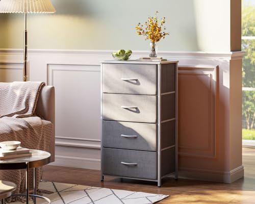 AODK Small Dresser for Bedroom with 4 Storage Drawers, Light Grey