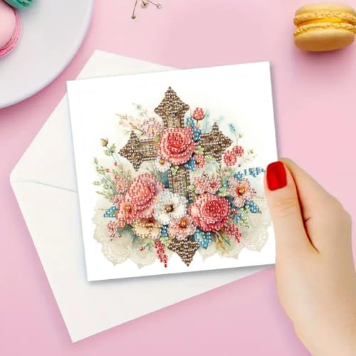 Diamond Art Cards with Envelopes–6PCS DIY Diamond Painting Greeting Cards Kit | Card Making Kit with Bling for Adults & Beginners | Birthday,Holiday & Thank You Cards (Belief)