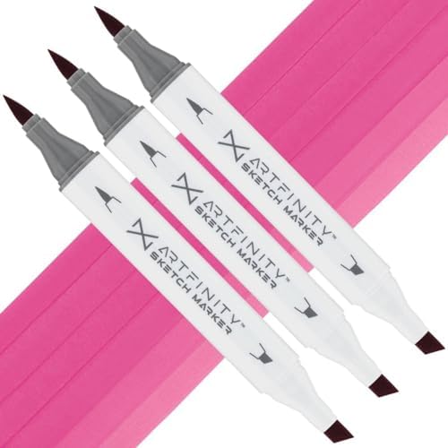 Artfinity Sketch Markers - Set of 3 - Mulberry RV4-5, Vibrant, Professional, Dye-Based Alcohol Markers for Artists, Drawing, Travel, & More