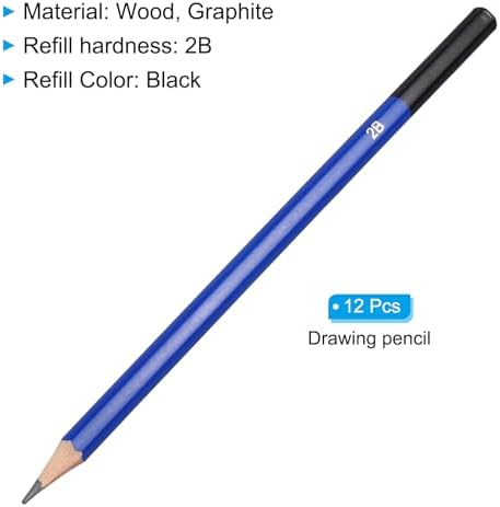 PATIKIL 2B Drawing Pencils for Sketching, 12PCS Sketch Pencils for Drawing Art Pencils Graphite Wood Pre-sharpened for Drawing Sketching Artists, 2B Pencils