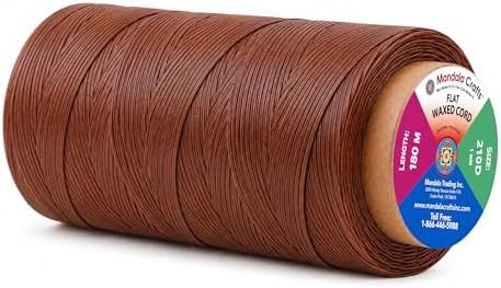 Mandala Crafts 210D 1mm Saddle Brown Flat Waxed Thread for Leather Sewing