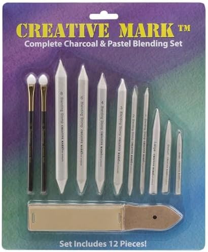 Creative Mark Complete Blending Set - Includes Sponge Blenders, Blending Stumps, & Sandpaper Pad - Great for Charcoal, Pencil, & Pastel Blending