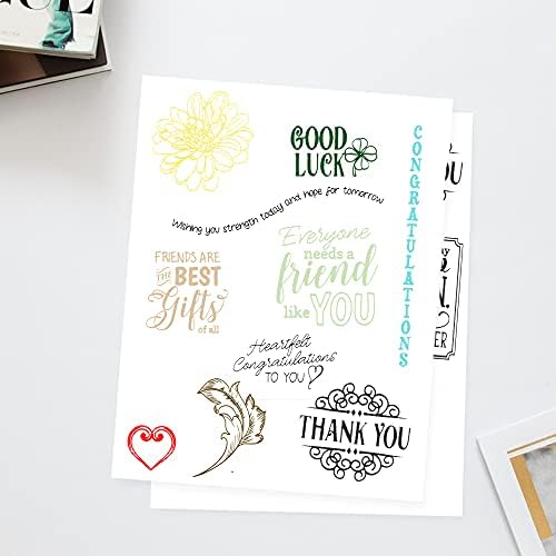 Blessing Words Flowers Leaves Clear Stamps for Card Making Decoration DIY Scrapbooking, Transparent Rubber Seal Stamps for Photo Card Album Crafting Supplies.