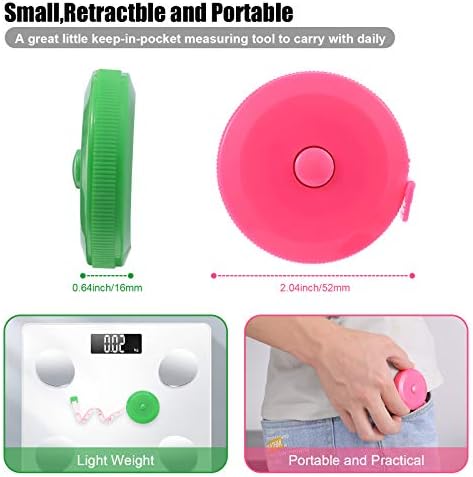 Tape Measures Retractable, Fabric Measuring Tape, 60 Inch Small Sewing Tape Measure for Craft Nursing Medical Travel(3 Pack/Pink Green White)