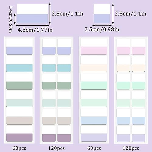 360 Pcs Sticky Index Tabs, 12 Colors, Repositionable, 2 Sizes