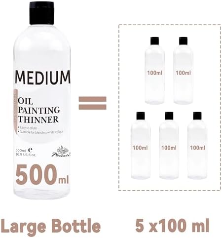 PHOENIX Oil Paint Thinner - 16.9 Fl Oz. / 500ml Bottle Oil Brush Cleaner