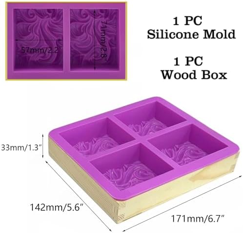 Flexible Rectangular Sea Wave Soap Silicone Mold Wood Box for Soap Making Supplies