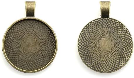 Lind Kitchen 25pcs Round Bezel Pendant Trays Setting Cabochon Blank Base for DIY Crafting Photo Jewelry Findings Making Accessories 25mm