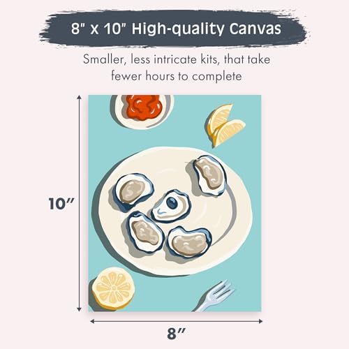 Pink Picasso The World is Your Oyster Paint by Numbers Kit 8x10 Coastal Art | Coastal oyster art with lemon wedges, cocktail sauce and turquoise tabletop for a fresh retro DIY painting project