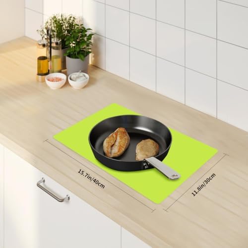 Silicone Mat for Crafts, 15.7" x 11.8" Silicone Placemats for Kids Dining Table Waterproof Countertop Protector, Heat Insulation Kitchen Pastry Rolling Dough Pad Tool, Green
