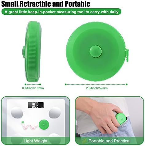 Measuring Tape Retractable, 60 Inch Soft Fabric Tape Measure for Body, Push Button Sewing Measurement Tape for Cloth Waist(3 Pack/Green)