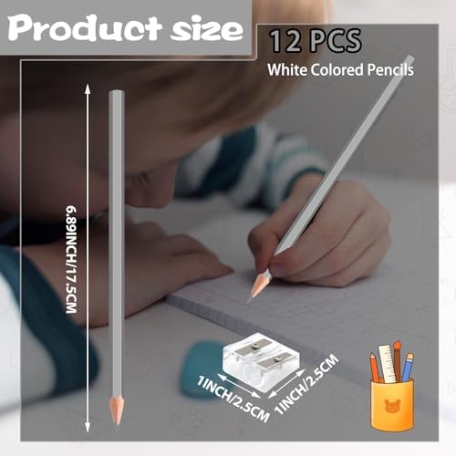 12 Pack Silver Colored Pencils for Kids, Pre-sharpened Art Pencils Back to School Supplies Set, Drawing Sketching Pencils for Students, Teachers, Classroom
