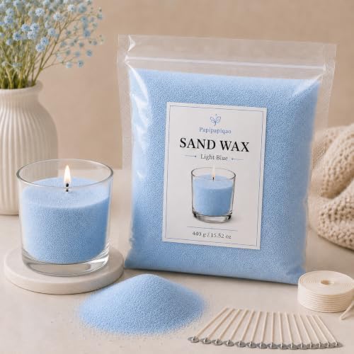 Sand Wax for Candle Making, 440g Refillable Candle Wax Sand, Light Blue
