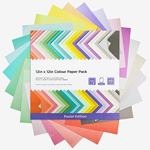 Livholic 48 Sheets Pastel Color Scrapbook Paper 12x12 Inch 24 Assorted Colored Card stock 120 gsm 32 lb Rainbow Paper for Cardmaking, Assorted Color Shading Projects,Origami,Classroom Crafts