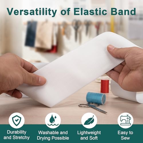 Airisoer Elastic Bands for Sewing 3 Inch x 12 Yards, White