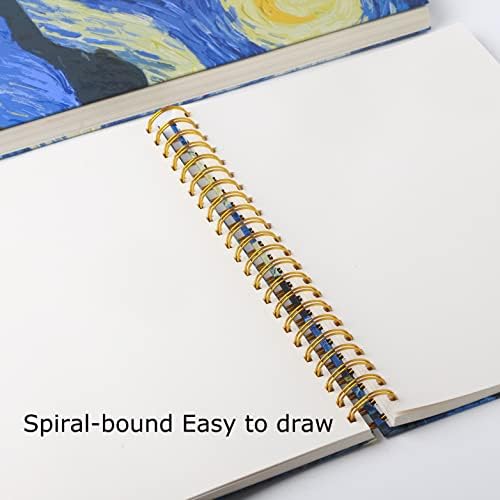 Starry Night Aesthetic Art Mix Media Sketchbook,98lb/160gsm Acid Free Thick Paper Drawing Sketching,1 Pack of A4 Blank Spiral Bound Journal Notebook, Sketch Pad Book for Student and Adult