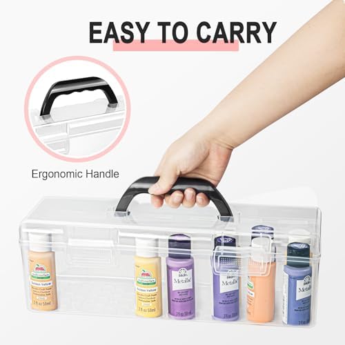 Vowcarol Acrylic Paint Storage Box, 30 Bottles Capacity Acrylic Paint Organizer for 2 fl. oz Bottles, Craft Organizer