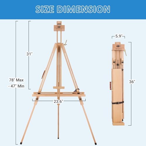 Falling in Art Plein Air Tripod Field Painting Easel, Holds up to 31''