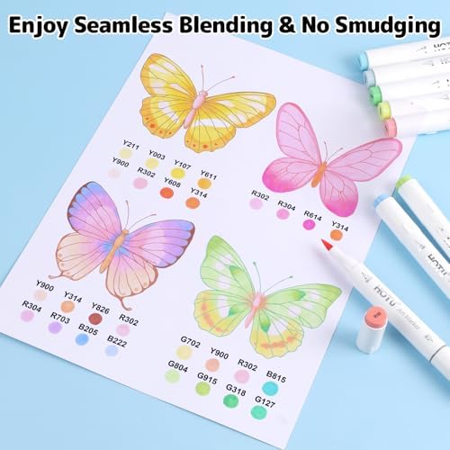 HOTU Alcohol Markers Brush&Fine Tip 48 Color for Adults Coloring Beginner | Dual Tips Art Markers Pens, Alcohol-based for Artists Drawing Illustration Sketching, Non-Bleeding Pad-CPC Certificated