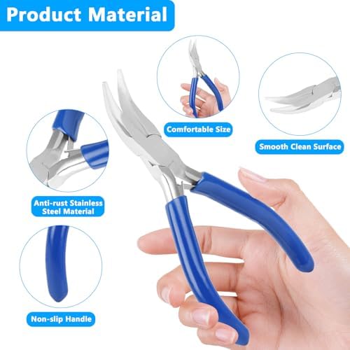 Bent Nose Pliers，Bent Chain-Nose for Crafting and Repair