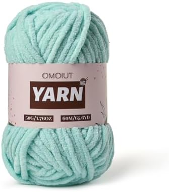 Plush Chenille Chunky Crochet Yarn - Baby Yarn for Crocheting Soft - Velvet Yarns Knitting for Blankets Crafts - Fluffy Amigurumi Yarns 50g / 65.6yd (Aqua Green)