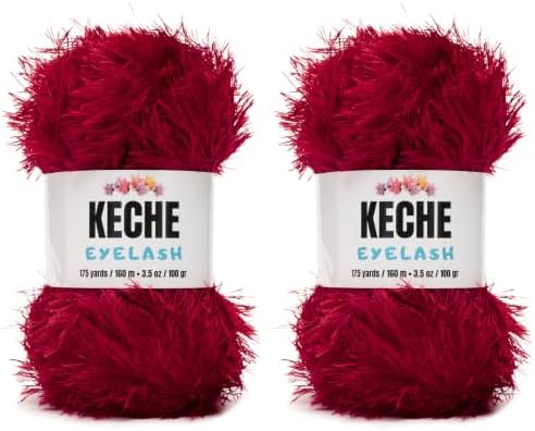 Eyelash Fun Fur Yarn - Premium Soft Crochet Yarn DIY Hand Knitting 100% Polyester 175 Yds 3.53 Oz (Pack of 2) - Bright Red