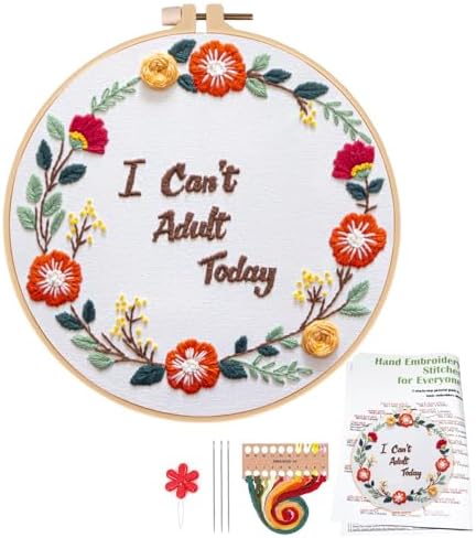 Topapfo Funny Embroidery Kit with Tutorial for Beginners Adults, Hand Embroidery Pattern with Hoops Thread Needles Tutorials