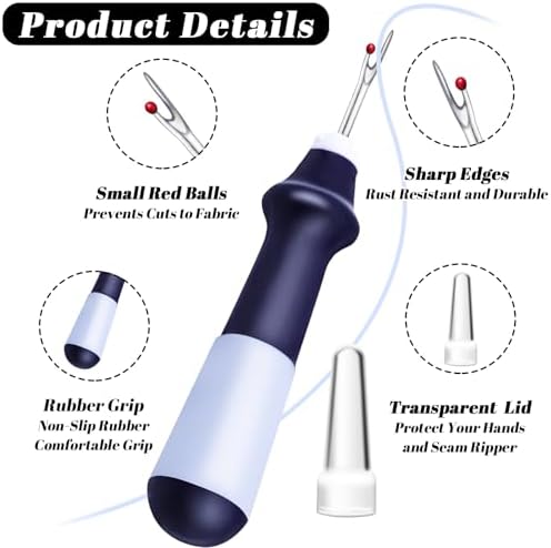 Needle and Thread Seam Ripper, Rippers for Sewing and Thread,Remover Stitch Tool for Hand Sewing, Knitting, Cross Stitching, Embroidery and Thread Removal (Blue)